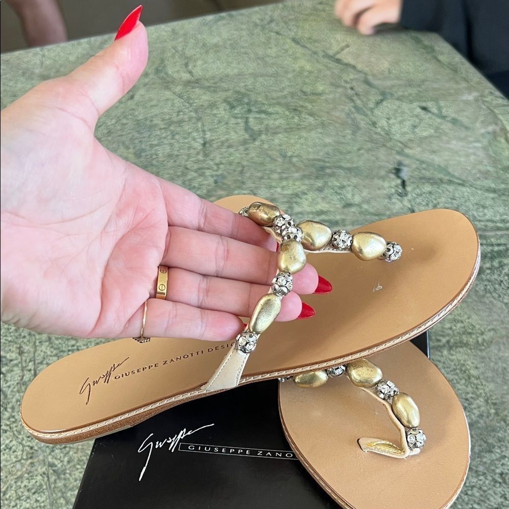 New Giuseppe Zenotti Elegant Gold and Tan Women's Sandals 38 - Picture 5 of 5